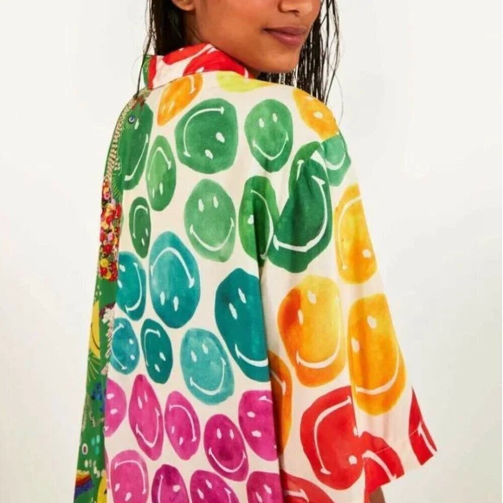 Farm Rio x Mixed Print Smiley Shirt In Mix Print - Picture 5 of 14